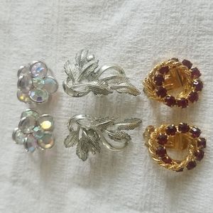 Three pair vintage clip earings